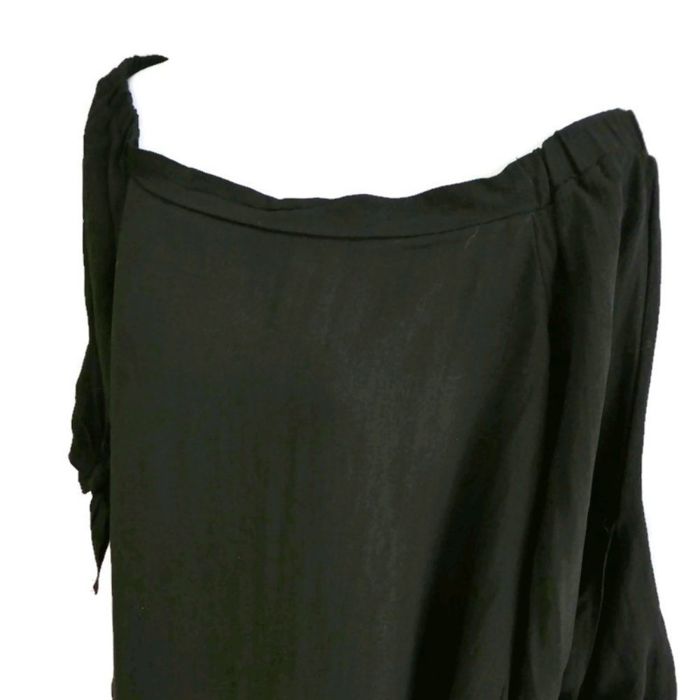 Ellison Blouse Off Shoulder Three Quarter Sleeves Lined Black Cotton M - Picture 5 of 8